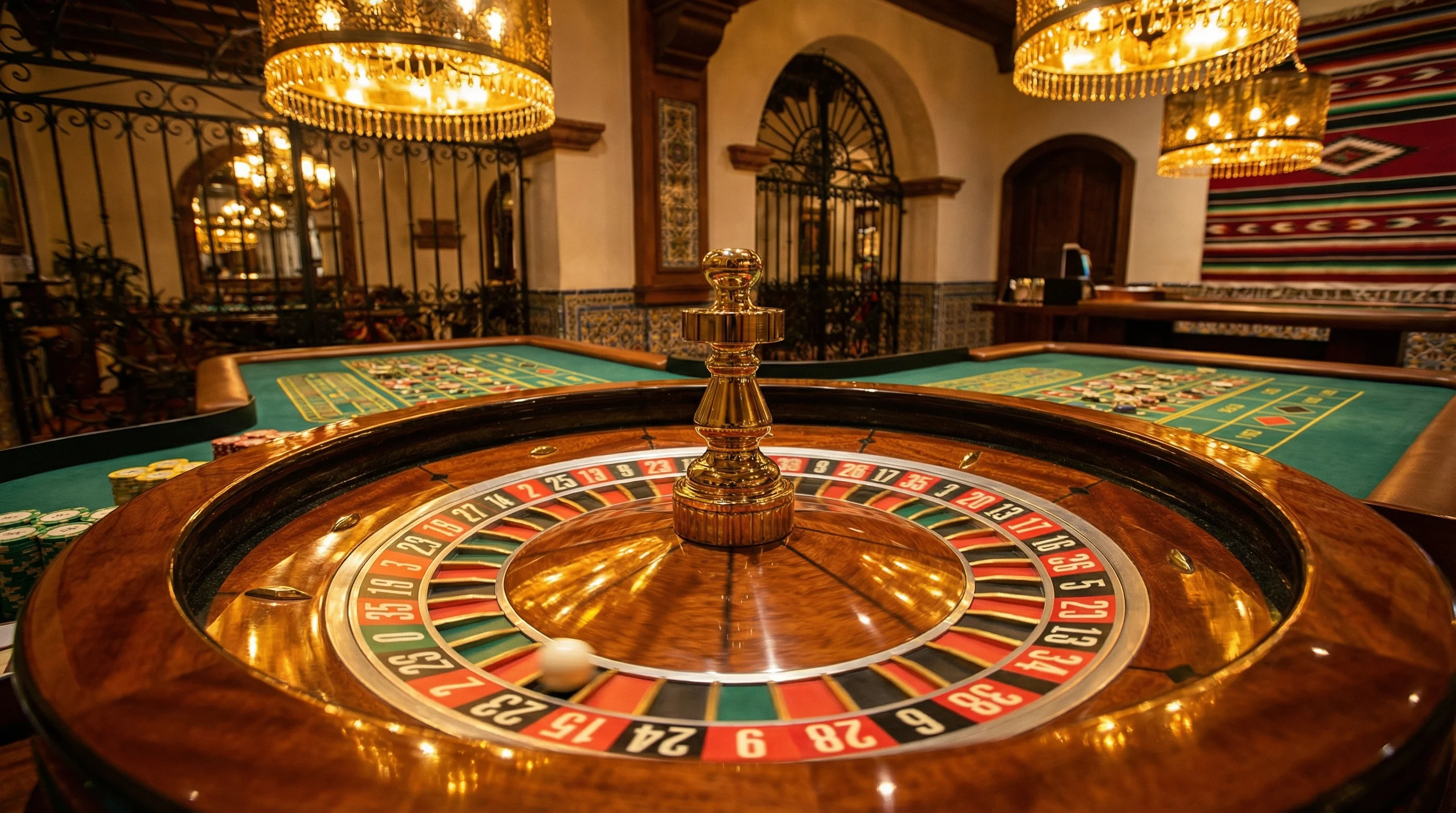 Ruleta dorada girando en casino mexicano de lujo